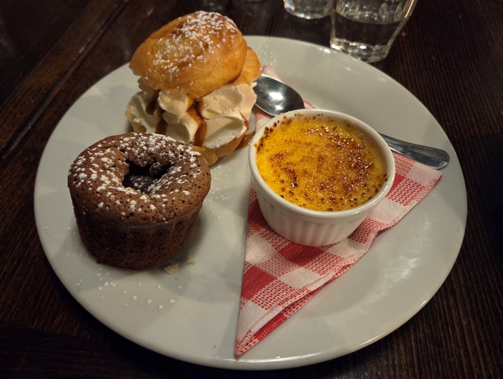 three french desserts at chez marius restaurant in grenoble 